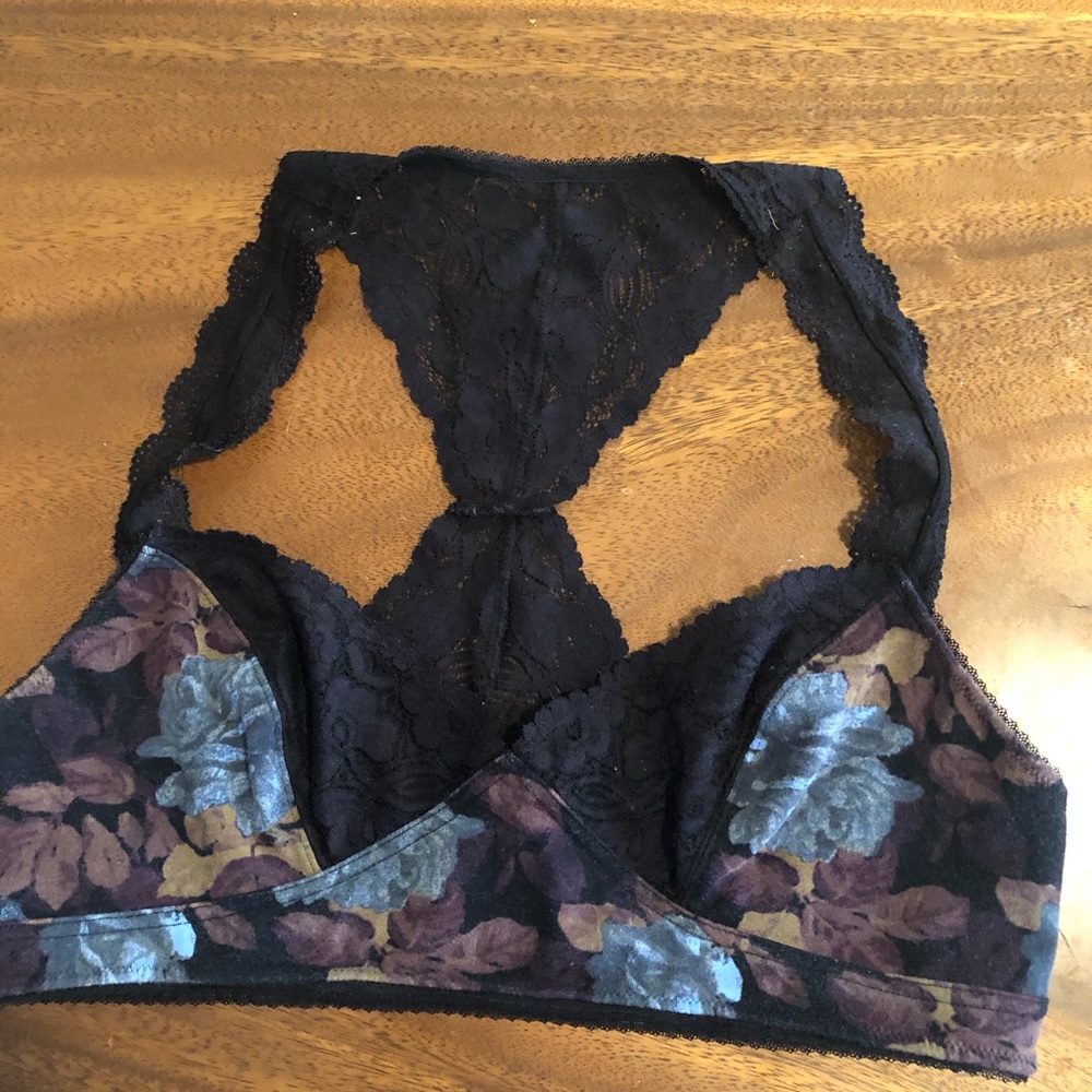Intimately Free People Black Floral/Lace Bralette